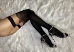 Bas Fantaisie Autofixants Noirs Motif Rouge - Ballerina 346