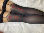 Bas Fantaisie Autofixants Noirs Motif Rouge - Ballerina 346