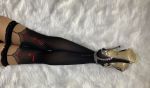 Bas Fantaisie Autofixants Noirs Motif Rouge - Ballerina 346