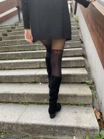 Canella - Collant Noir Opaque effet Couture rouge - Fiore