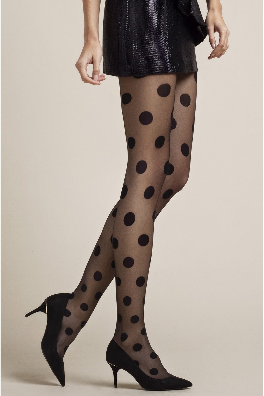 Fiore Collant Femme Fantaisie Noir à Gros Pois Giulietta Jambissima