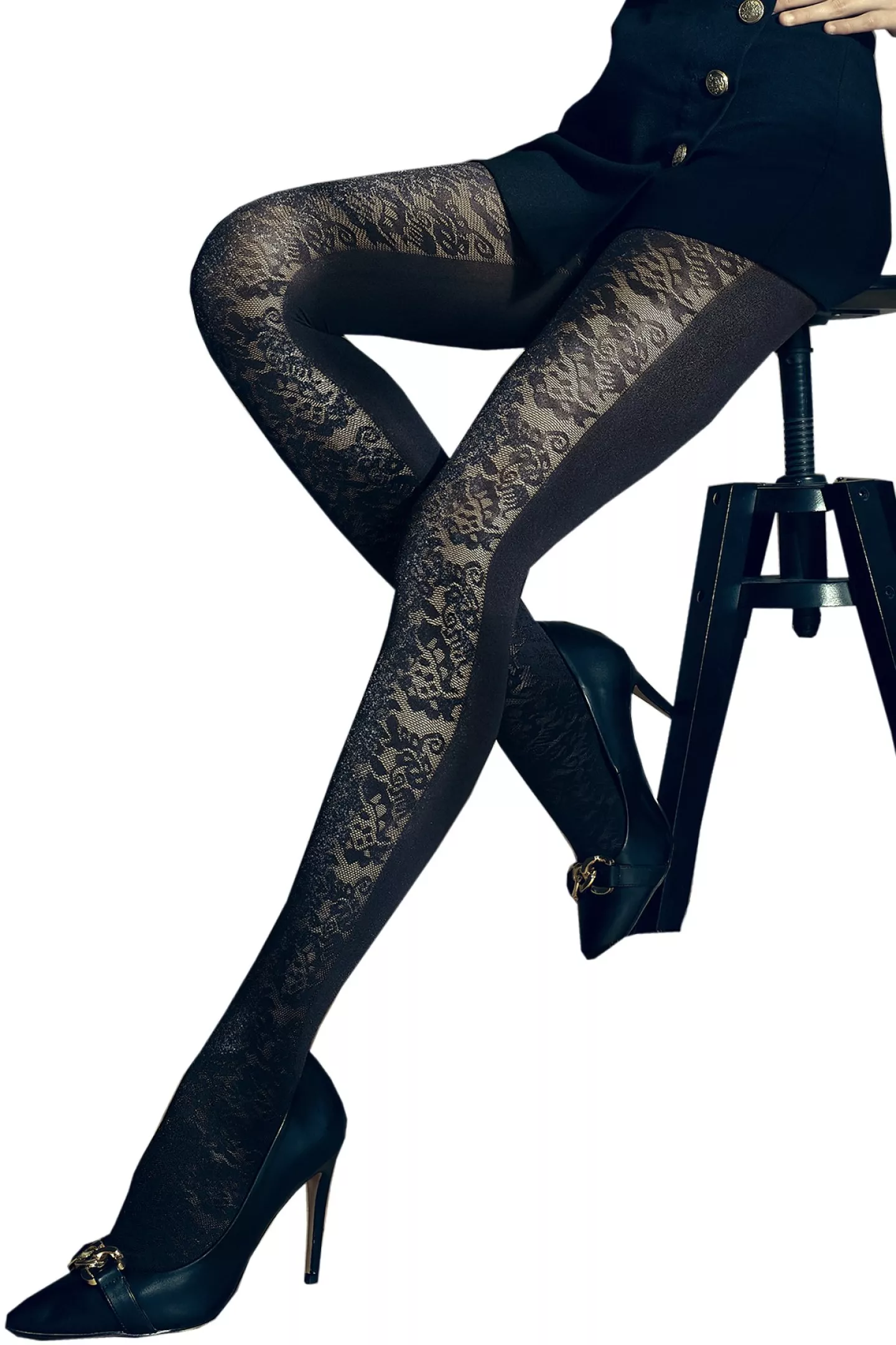 Knittex LUNEA Collant Femme sexy fantaisie 40 Den 3D Noir Taille 4