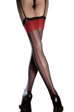 Anais - Bas Sexy Noir et Rouge à motif Couture - Fiore -