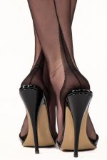 Point Heel - Authentique Bas Couture Nylon Gris - Gio