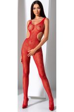 Bodystocking Collant de Corps Rouge Ouvert Entrejambe - Passion