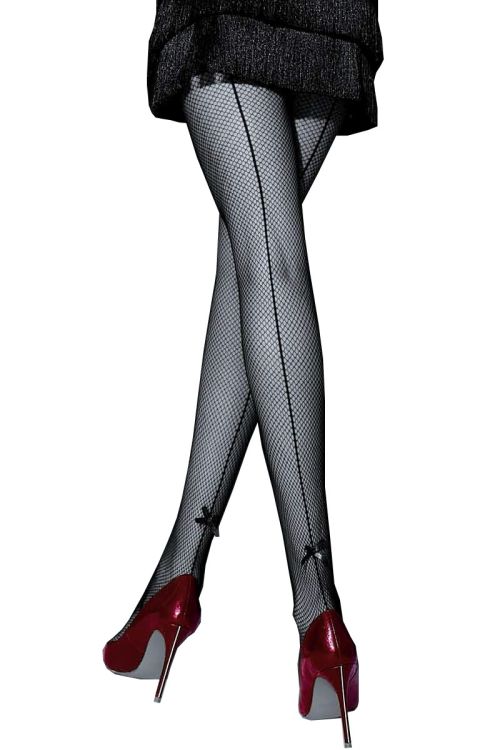 Adora - Collant Résille Noir avec Couture arrière - Knittex
