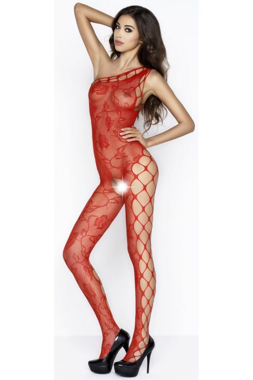 Combinaison Bodystocking Rouge Ouverte - BS036 Passion